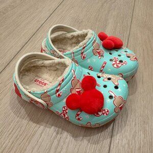 Kids Disney Holiday Crocs Lined Excellent Condition